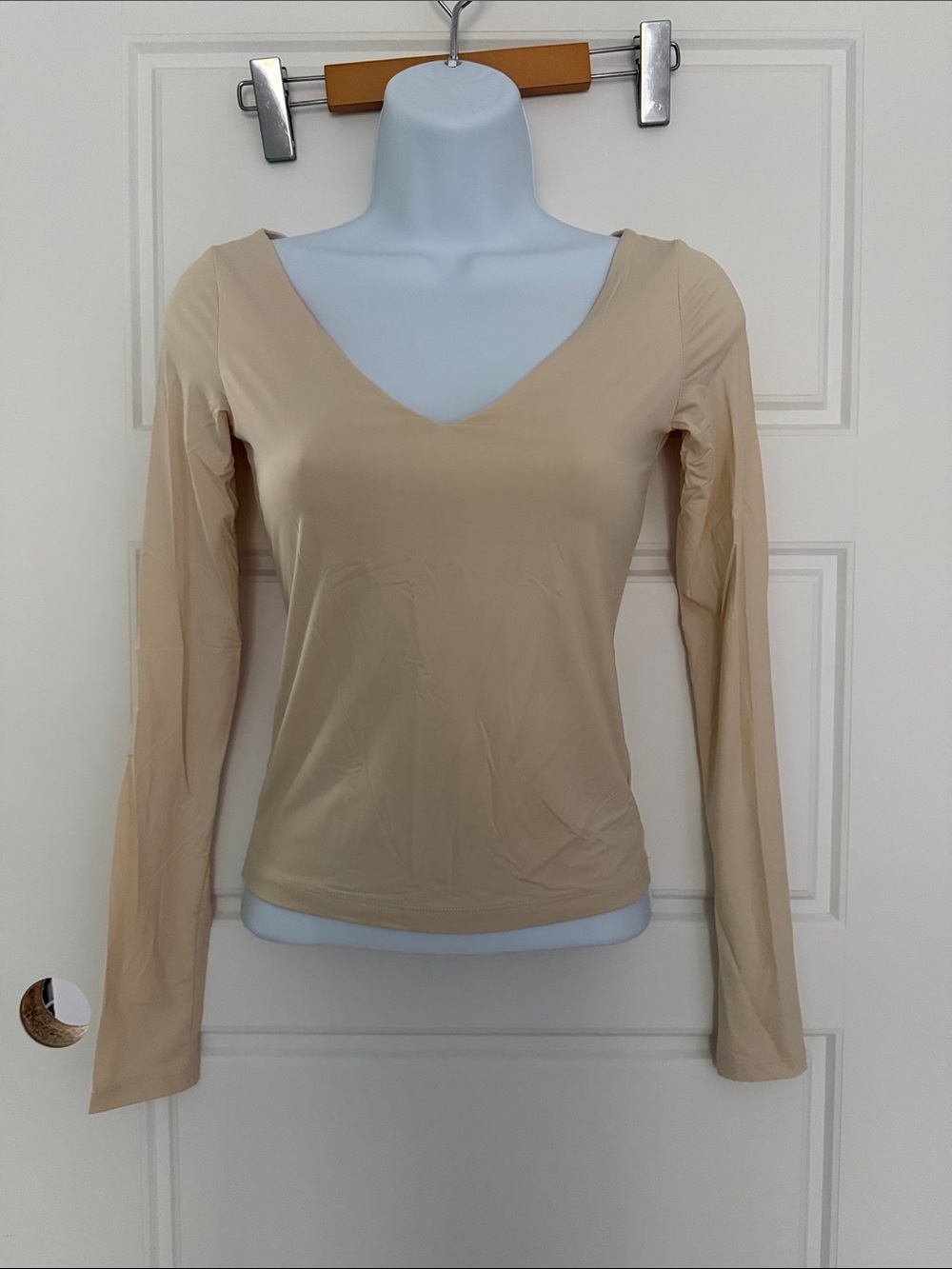 Simons Beige V-Neck Long Sleeve Top